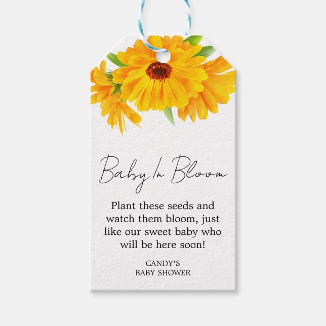 Calendula Baby Shower Seed Gift Tags (Front)