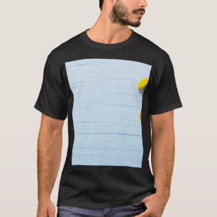 Calendula Flowers: Blue Wooden Background T-Shirt