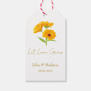 Calendula Let love grow wedding seed  Gift Tags