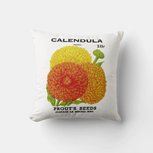 Calendula Vintage Seed Packet Cushion