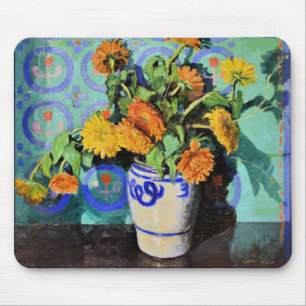 Calendulas, floral painting by Grant Wood Mouse Pad