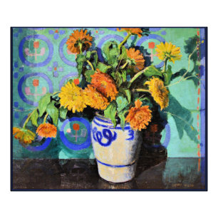 Calendulas, floral painting by Grant Wood Photo Print
