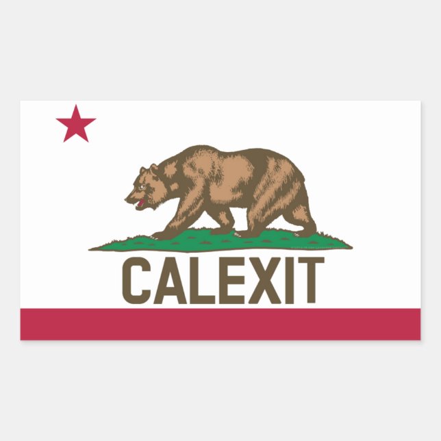 CALEXIT California Bear Flag Rectangular Sticker (Front)