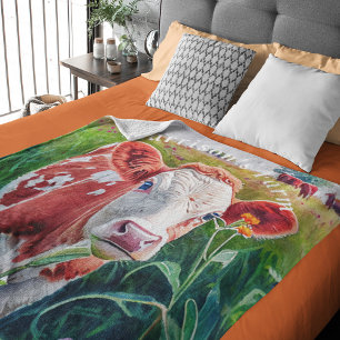 Calf Cows Pasture  Fleece Blanket