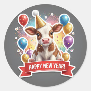 Calf New Year Party Sticker