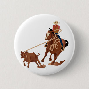 Calf Roping 6 Cm Round Badge