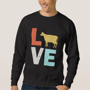 Calf Vintage Love Cow Wagyu Cattle Barn Owner Farm Sweatshirt