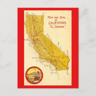 Calfornia State Vintage Map Postcard