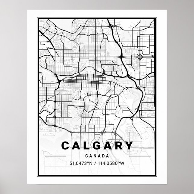 Calgary Alberta Canada Travel City Map Poster (Front)