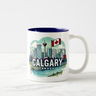 Calgary Alberta Canada Two-Tone Coffee Mug