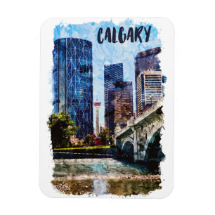 Calgary Alberta Cityscape Skyline Magnet