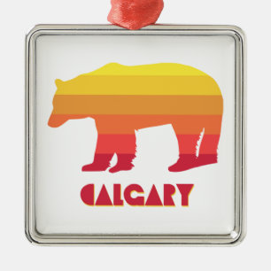 Calgary Alberta Rainbow Bear Metal Ornament