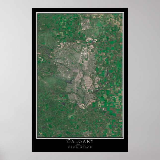 Calgary Alberta Satellite Poster Map (Front)