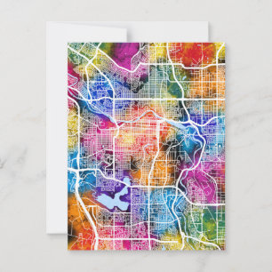 Calgary Canada City Map Postcard
