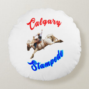 Calgary Canada Horses July Riders Calgary Stampede Round Cushion