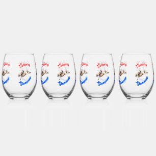 Calgary Canada Horses July Riders Calgary Stampede Stemless Wine Glass