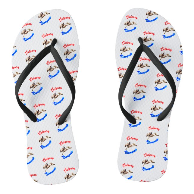 Calgary Canada Horses July Riders Calgary Stampede Thongs (Footbed)
