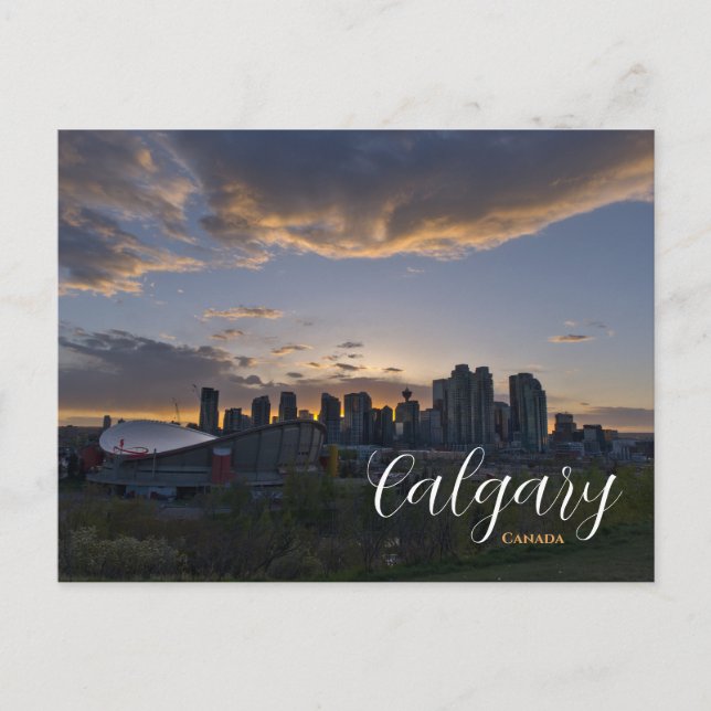 Calgary Canada Postcard Downtown Sunset (Front)