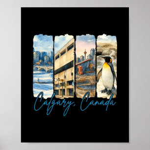 Calgary Canada Travelling Trip Brushstroke Souveni Poster