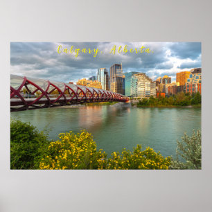 Calgary Peace Bridge and Cityscape View Poster