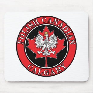 Calgary Round Polish Canadian Leaf Mouse Pad