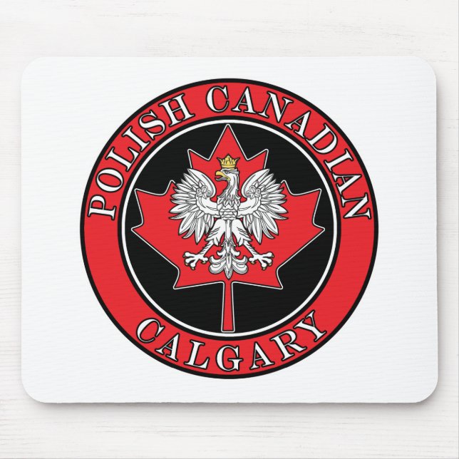 Calgary Round Polish Canadian Leaf Mouse Pad (Front)