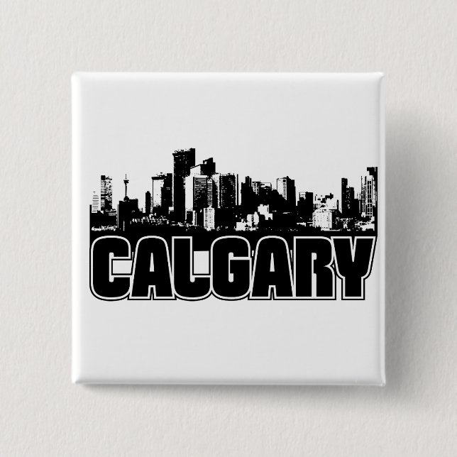 Calgary Skyline 15 Cm Square Badge (Front)