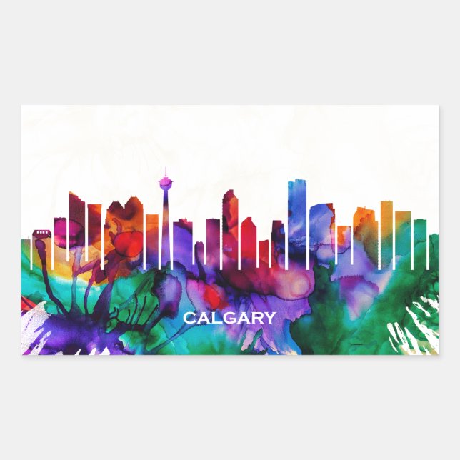 Calgary Skyline Rectangular Sticker (Front)