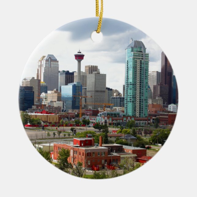 Calgary skyline with buildings and tower ceramic ornament (Front)