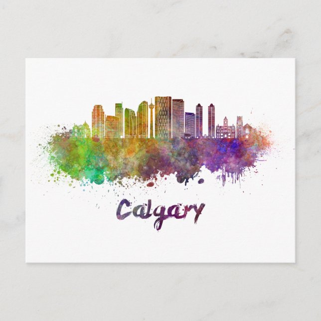 Calgary V2 skyline in watercolor Postcard (Front)