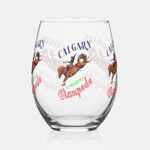 Calgary Yeehaw Stampede Stemless Wine Glass