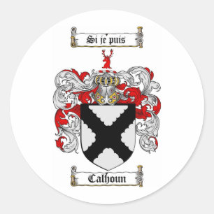 CALHOUN FAMILY CREST -  CALHOUN COAT OF ARMS CLASSIC ROUND STICKER