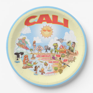 CALI California Beach Paper Plate