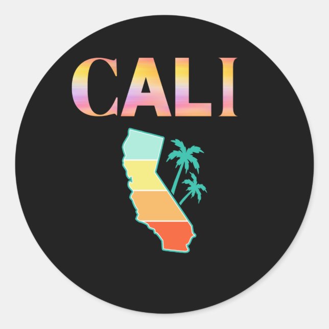 Cali California Classic Round Sticker (Front)