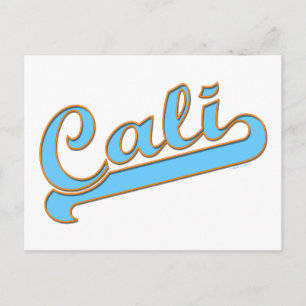 Cali California Surfer Logo in Blue Postcard