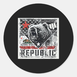 Cali Grizzly Grit – Graphic Tee Premium Classic Round Sticker