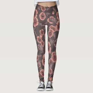 Cali Poppies Oversize Print in Grey & Salmon Leggings