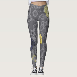 Cali Poppies Oversize Print in Grey & Yellow Leggings
