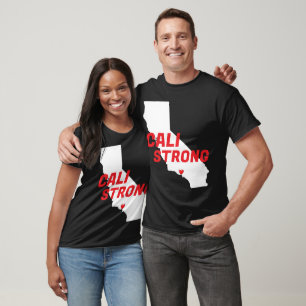 CALI STRONG Red Wht CA Solid Heart T-Shirt