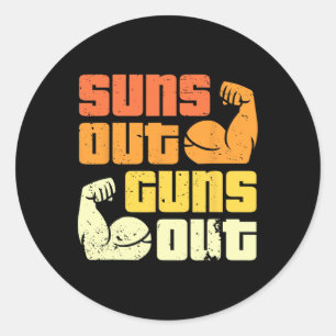 Cali Style Bodybuilding Sun's Out Guns Out Biceps Classic Round Sticker