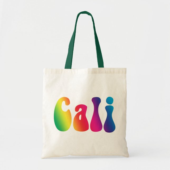 Cali Tie-Dye California Hippie Canvas Beach Tote Bag (Front)