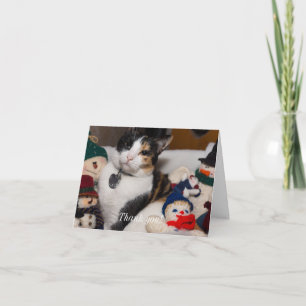 Calico And Snowmen Thank You Card