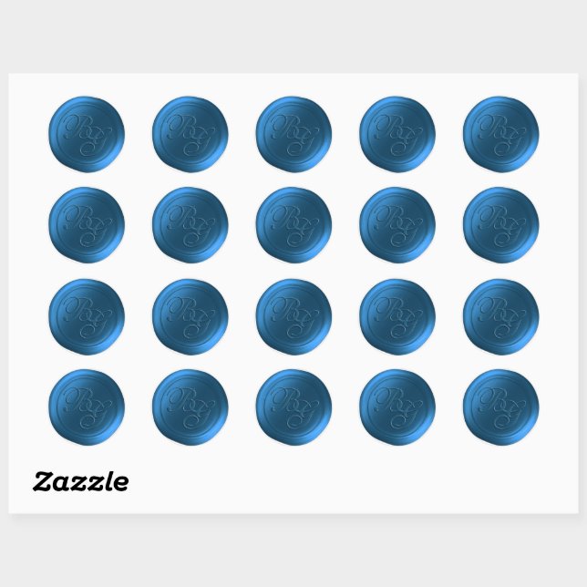 Calico Blue Double Monogram Wax Seal Stickers (Sheet)
