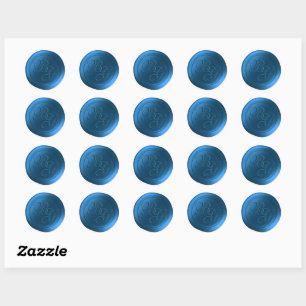 Calico Blue Double Monogram Wax Seal Stickers