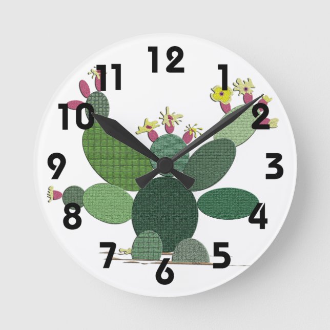 Calico Cactus Round Clock (Front)