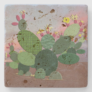 Calico Cactus Stone Coaster