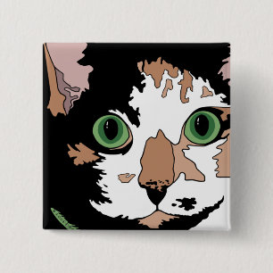 Calico Cat   15 Cm Square Badge
