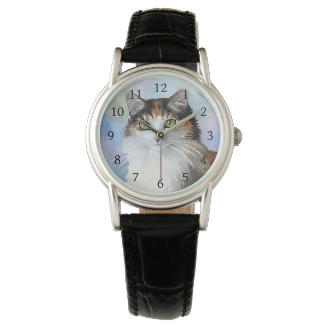 Calico Cat 572 Tortie Tortoise shell blue Watch (Front)
