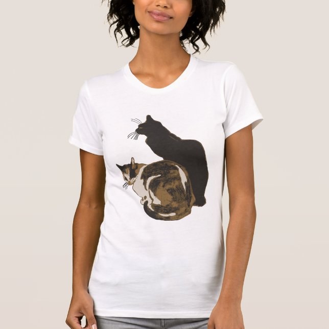 Calico Cat And Black Cat Cut Out T-Shirt (Front)