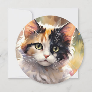 Calico Cat and Butterflies in Spring Garden